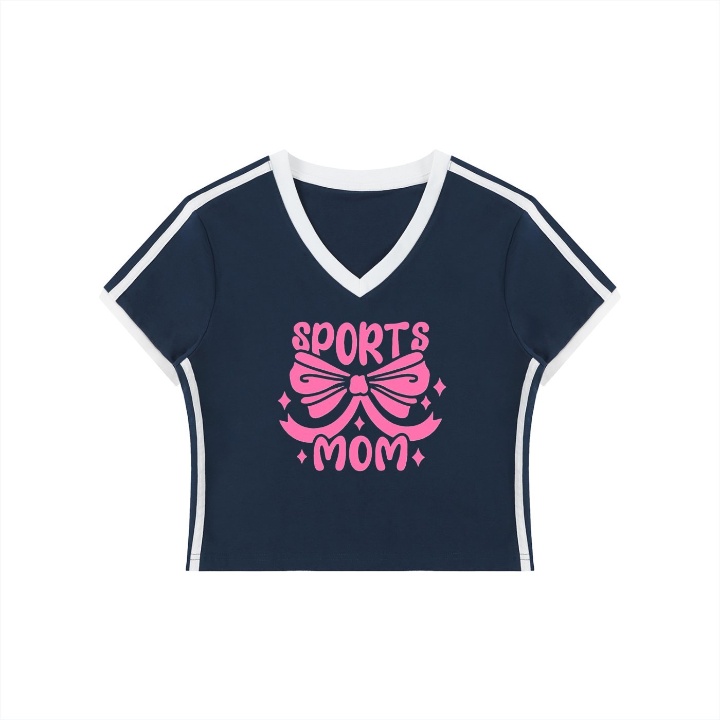 Women's Retro Binding V-Neck Crop T-Shirt
