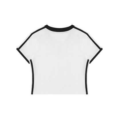 Women's Retro Binding V-Neck Crop T-Shirt