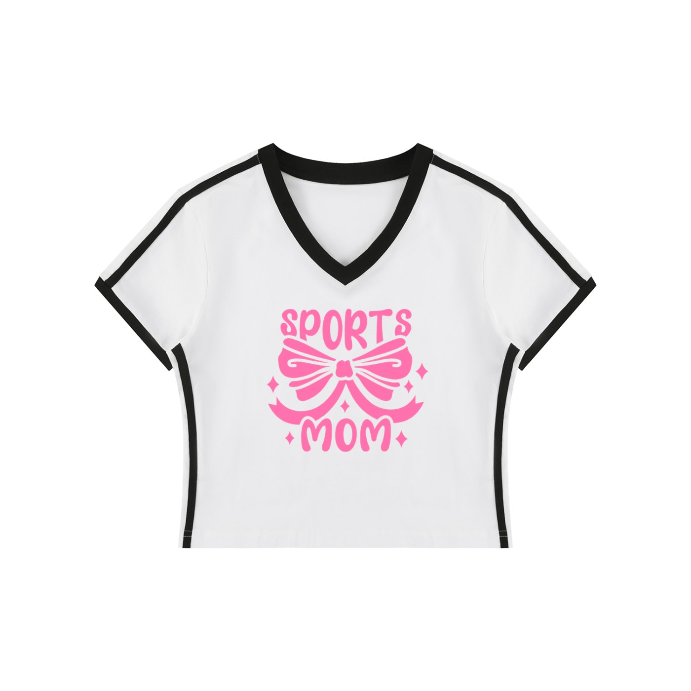 Women's Retro Binding V-Neck Crop T-Shirt