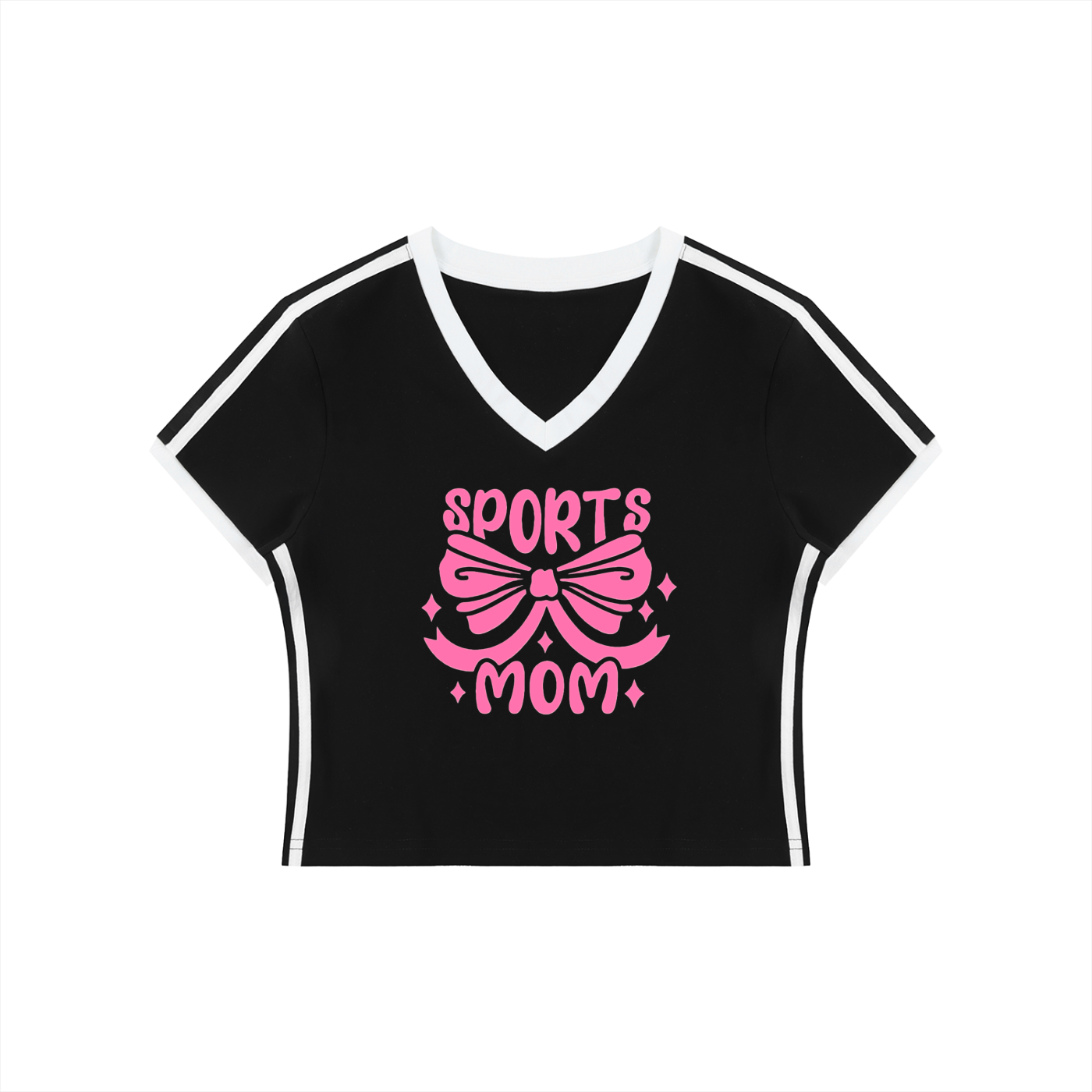 Women's Retro Binding V-Neck Crop T-Shirt